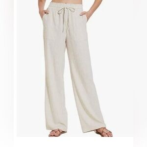 Hayden Cream Wide Leg Drawstring Pants Sz S NWT